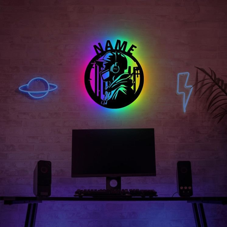 RGB LED JUNGE Spiele- und Social-Media-Player Gaming Schild - Gamer Geschenkidee personalisiert Mit Name Wand Lampe - Zimmer