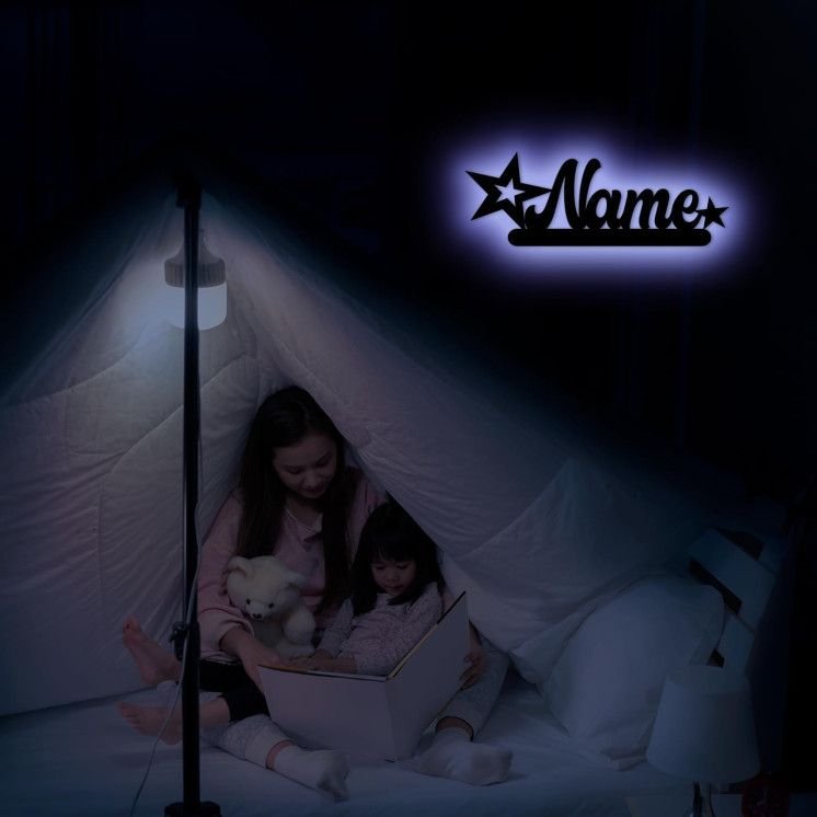 LEON FOLIEN RGB LED Deko Schlummerlicht Nachtlicht Sterne, personalisiert mit Wunsch Namen Abendlicht Kinderzimmer Wohnzimmer