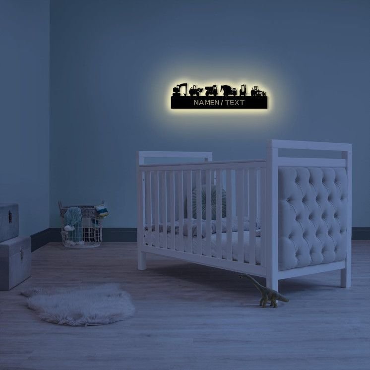 Bauautos LED Deko Schlummerlicht Nachtlicht , personalisiert mit Wunsch Namen Abendlicht Geschenk Für Babys & Kinder : LKW