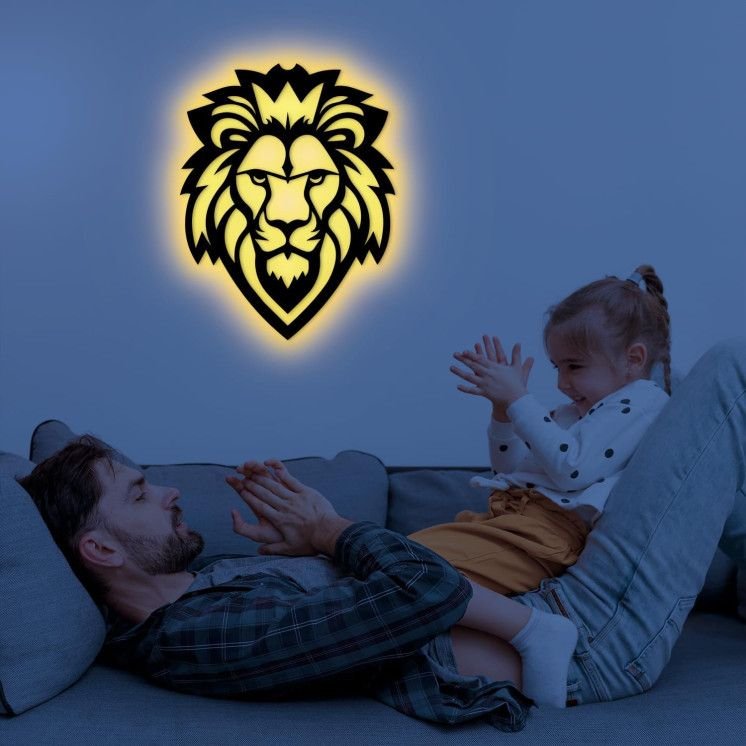 LEON FOLIEN RGB Led Löwe Wanddekoration Wanddeko Geometrische Ornamente Minimalistische Wandkunst Hängende Deko - Löwenkopf -