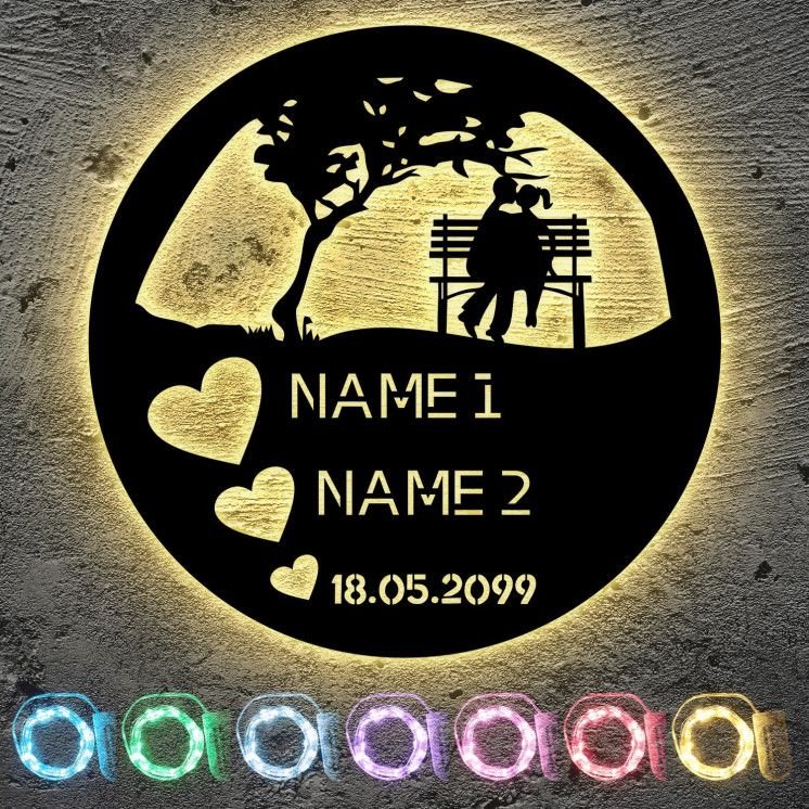 Love Herz LED Herz personalisiert mit 2 Namen & Datum Deko Hochzeitsgeschenk Brautpaar - Individuelles Geschenk zur Hochzeit,