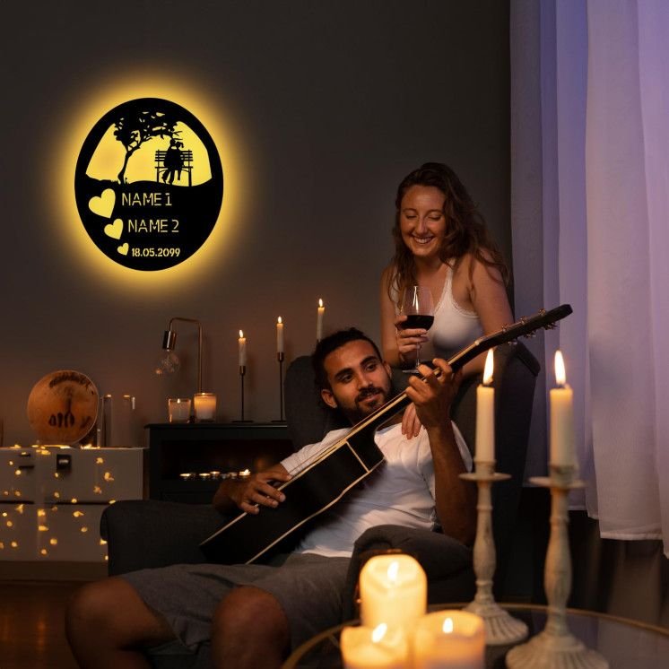 Love Herz LED Herz personalisiert mit 2 Namen & Datum Deko Hochzeitsgeschenk Brautpaar - Individuelles Geschenk zur Hochzeit,