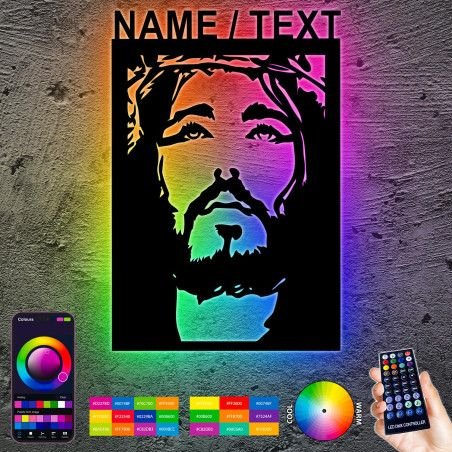 Jesus Christus Schlummerlicht RGB LED, personalisiert mit Name Oder Text Nachtlicht für Schlafzimmer Wohnzimmer Geschenk Für