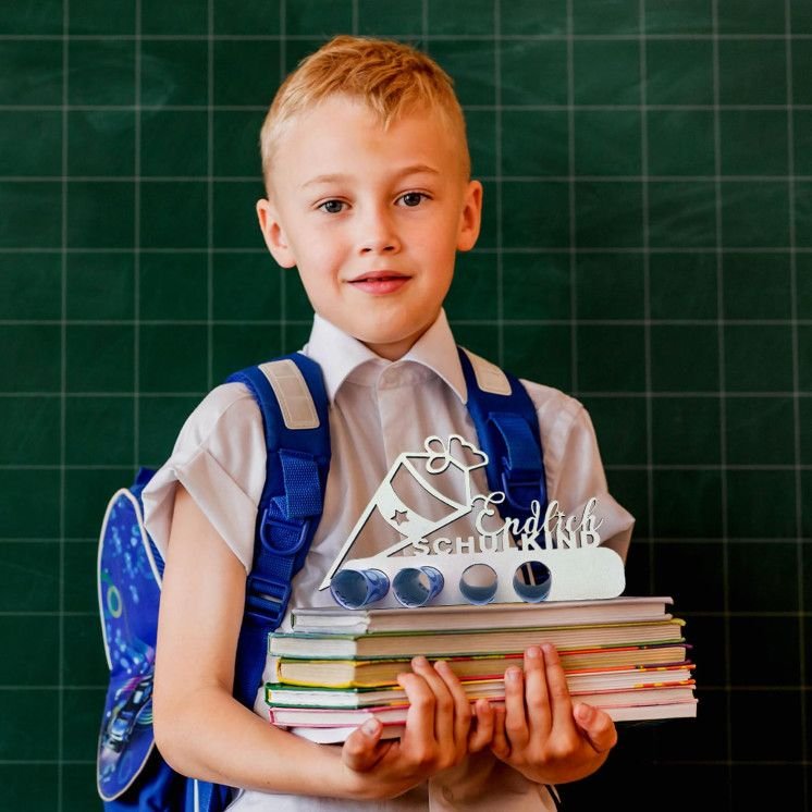 " Endlich Schulkind " Geldgeschenk zur Einschulung - Geschenk Schulkind - Geschenkidee für Kinder in 13 Farbe Aus MDF Holz